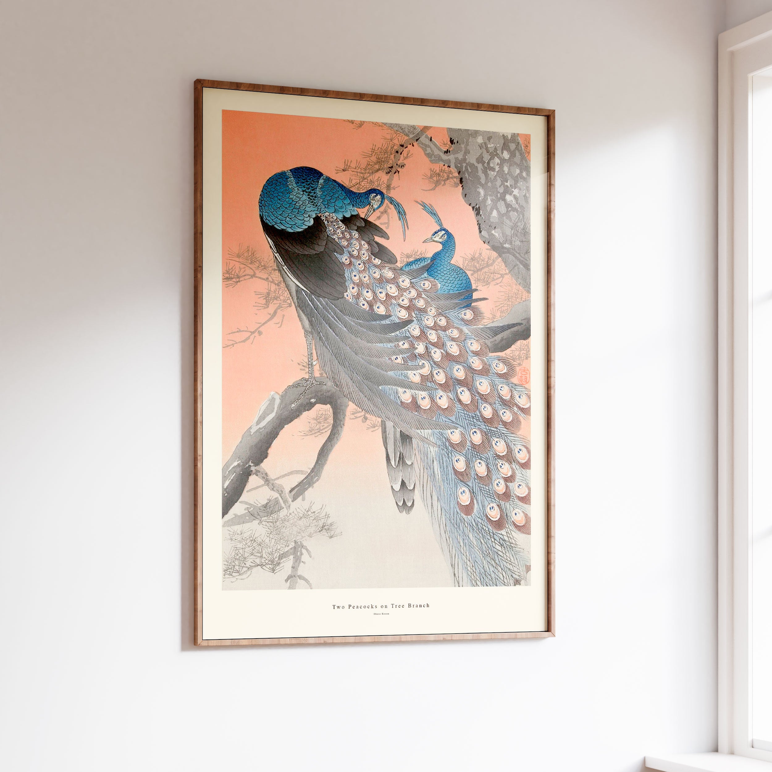 Two Peacocks On Tree Branch plakat - mix